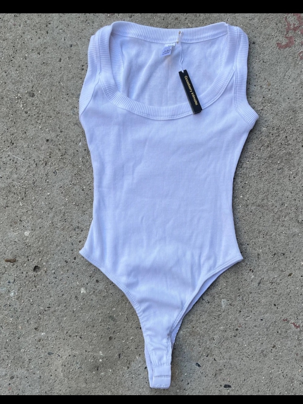 Gooseberry Intimates Womens Les Girls Cotton Ribbed Bodysuit XS White NEW w Tags